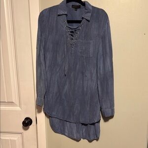 Dance & Marvel Light Blue Lace-Up Tunic top - super soft - small